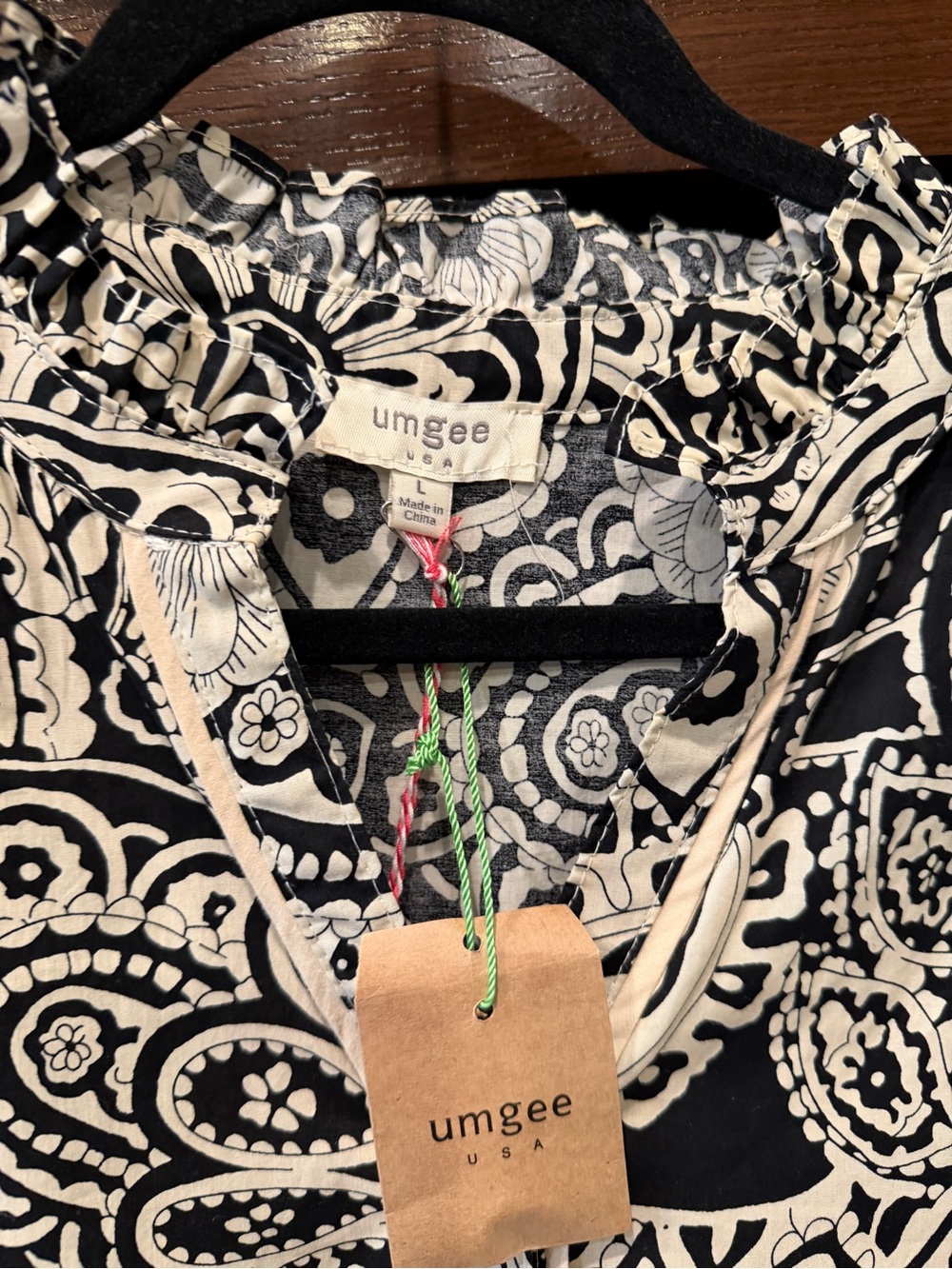 Umgee Black and Cream Floral Maxi Dress